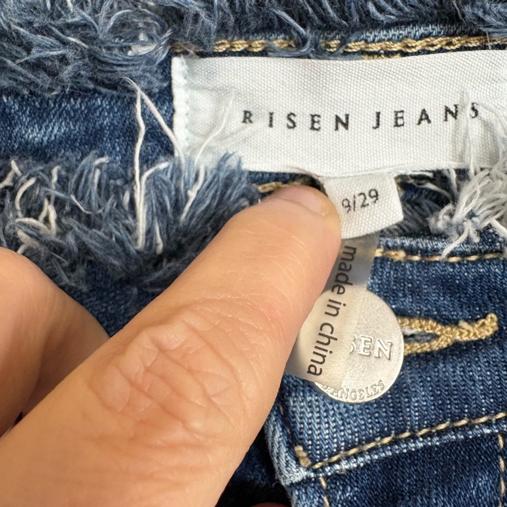 Risen Jeans High Waist Wide Leg Frayed Hem & Waist Cotton Jeans Size 29” BDQ5032 - Picture 12 of 14